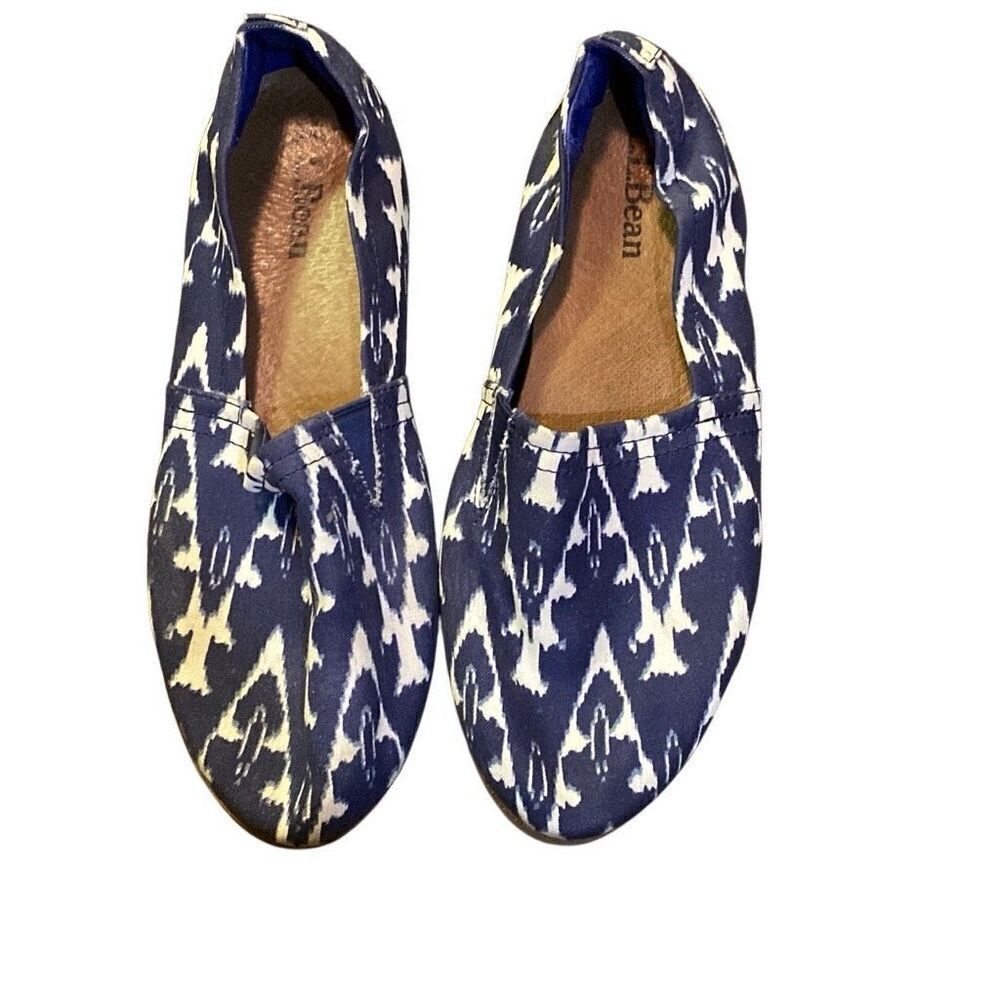 L.L.BEAN WOMEN'S LAKEWASHED CANVAS SLIP-ONS NAVY BLUE 7msize 8